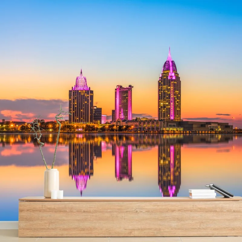 Wall mural Mobile skyline at sunset