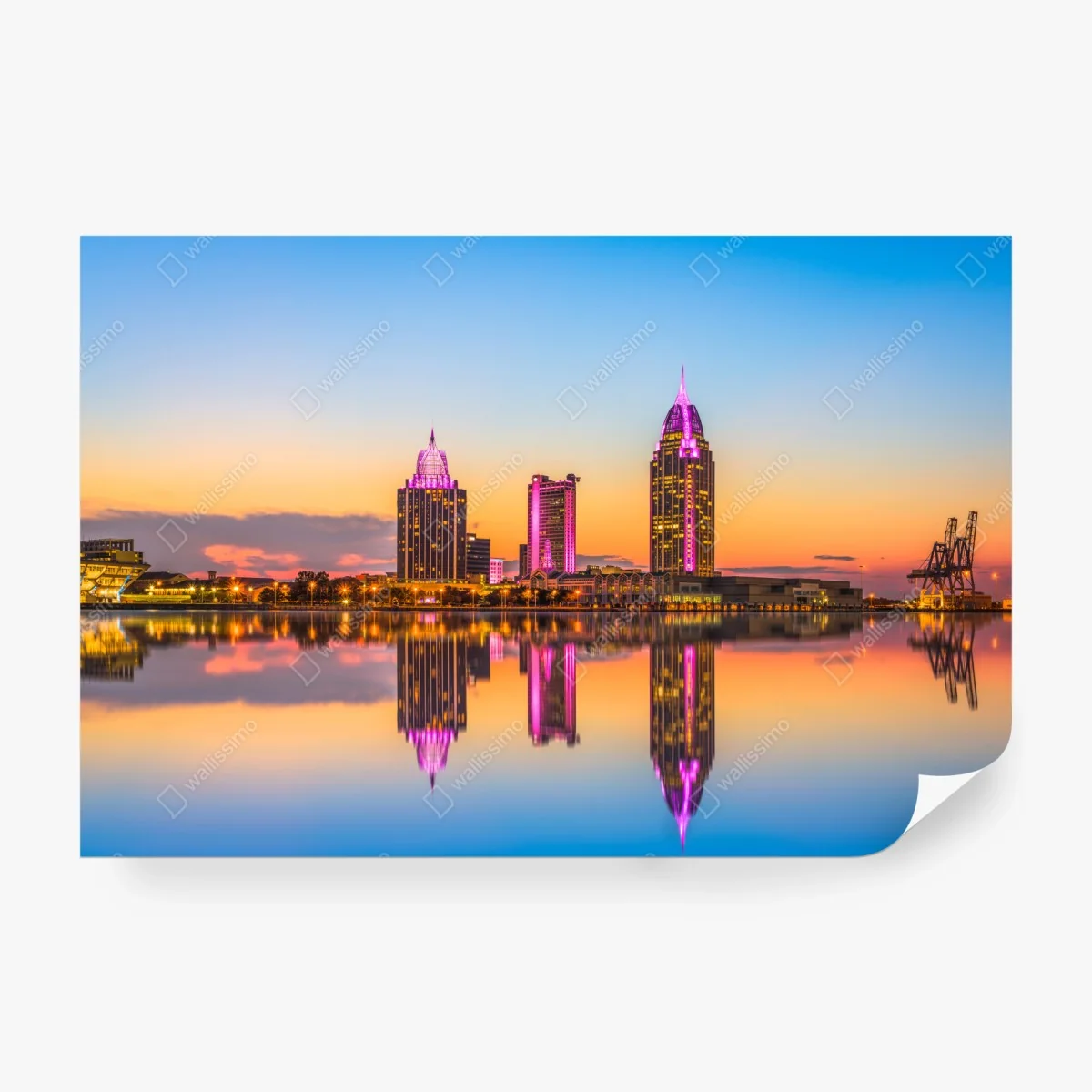 Wall mural Mobile skyline at sunset • Wallissimo® Wall mural Mobile skyline at sunset • Wallissimo®