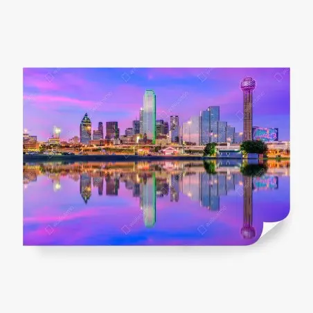 Wall mural Dallas skyline at purple dusk • Wallissimo®