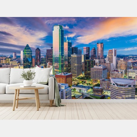 Wall mural Dallas skyline at dusk • Wallissimo®