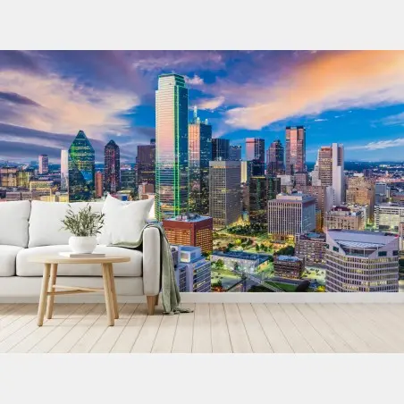 Wall mural Dallas skyline at dusk • Wallissimo®