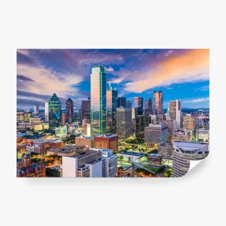 Wall mural Dallas skyline at dusk • Wallissimo®