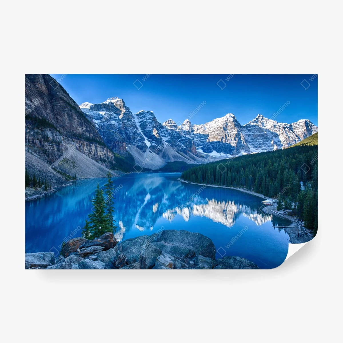Wall mural serene alpine lake reflection • Wallissimo® Wall mural serene alpine lake reflection • Wallissimo®