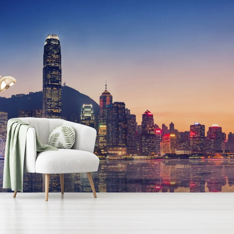 Wall mural Hong Kong skyline at twilight