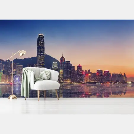 Wall mural Hong Kong skyline at twilight • Wallissimo®
