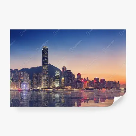 Wall mural Hong Kong skyline at twilight • Wallissimo®