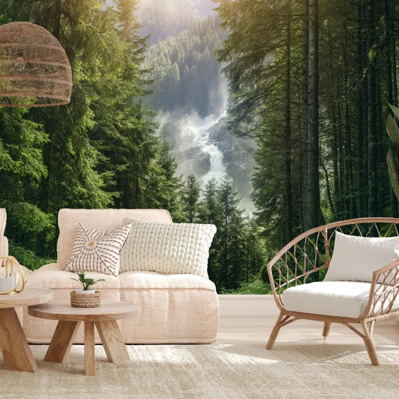 Wall mural Krimml waterfalls, lush alpine forest