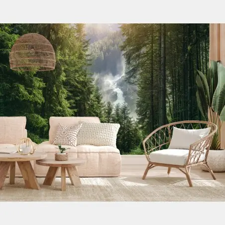Wall mural Krimml waterfalls, lush alpine forest • Wallissimo®