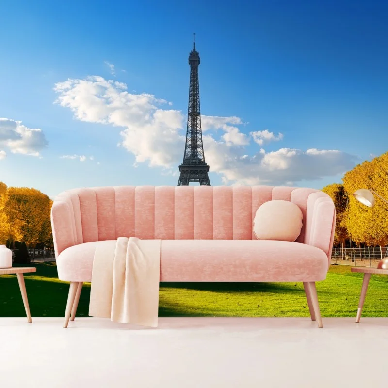 Wall mural spring at Champs de Mars, Eiffel Tower, Paris