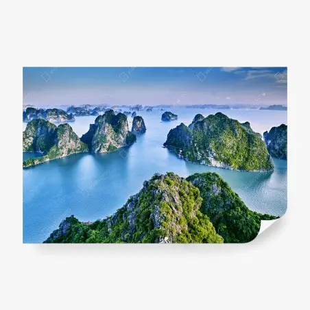 Wall mural Halong Bay limestone islands panorama • Wallissimo®