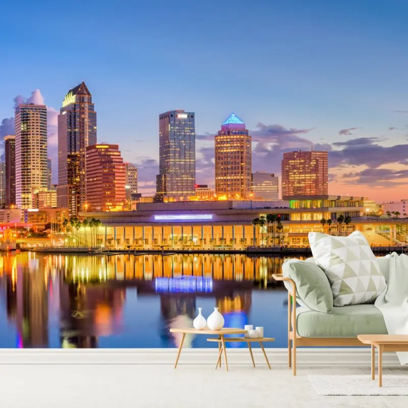 Wall mural Tampa skyline at dusk