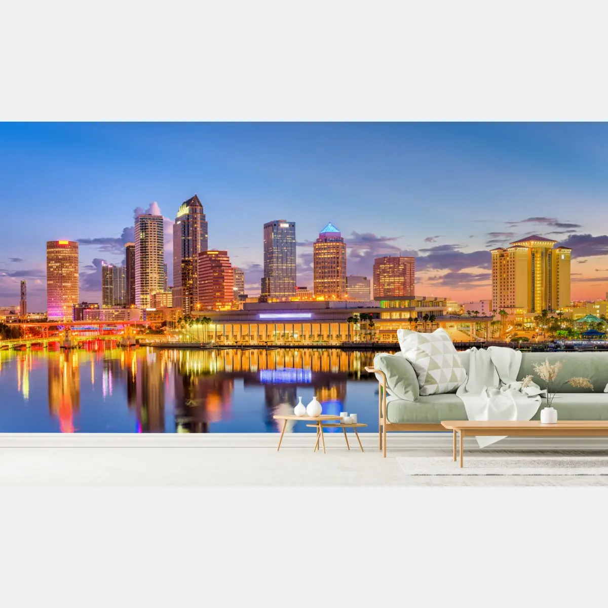 Wall mural Tampa skyline at dusk • Wallissimo®