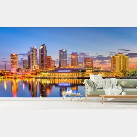 Wall mural Tampa skyline at dusk • Wallissimo®