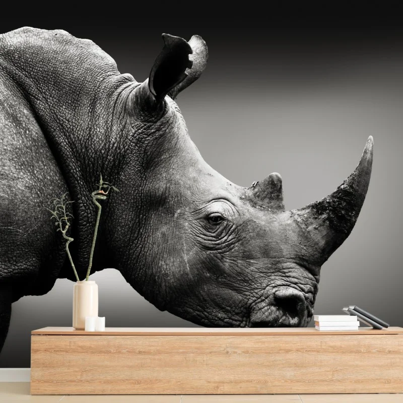 Wall mural majestic rhinoceros portrait