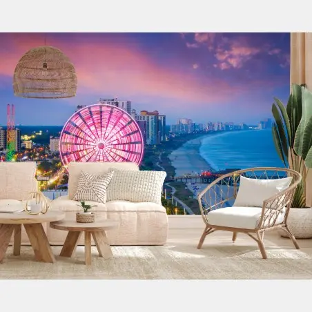 Wall mural Myrtle Beach sunset skyline with ferris wheel • Wallissimo®
