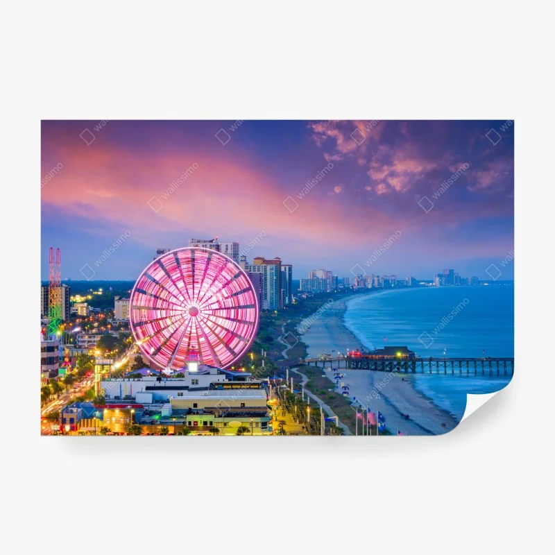 Wall mural Myrtle Beach sunset skyline with ferris wheel