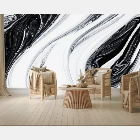 Wall mural monochrome marble swirl • Wallissimo®