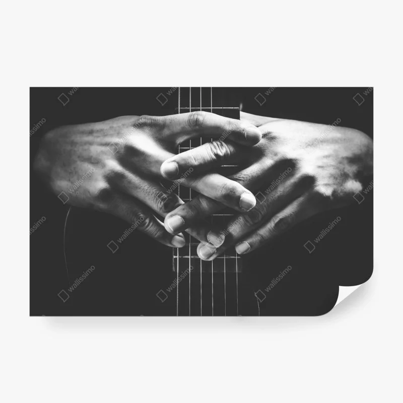 Wall mural intertwined hands on guitar strings