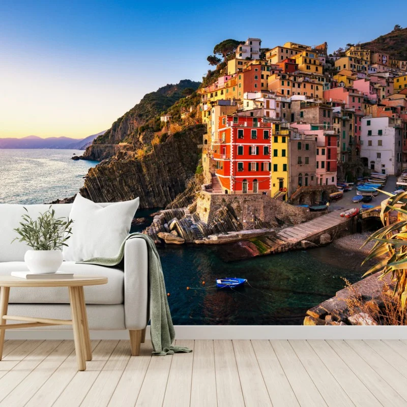 Wall mural sunset over Riomaggiore, Cinque Terre
