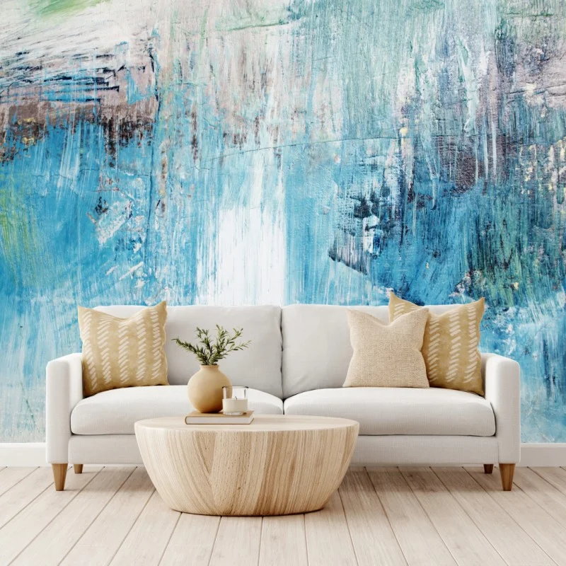 Wall mural turquoise abstract oil painting texture