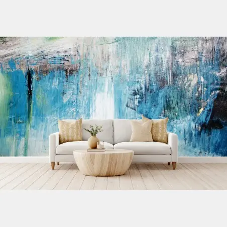 Wall mural turquoise abstract oil painting texture • Wallissimo®