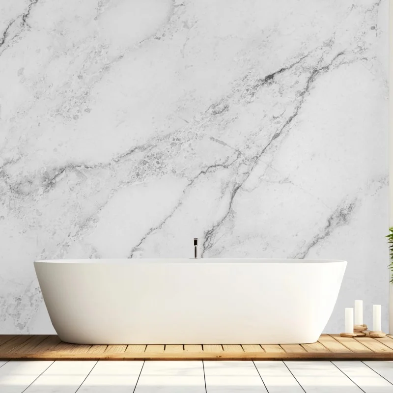 Wall mural white marble texture with gray veins