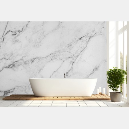 Wall mural white marble texture with gray veins • Wallissimo®