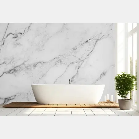Wall mural white marble texture with gray veins • Wallissimo®