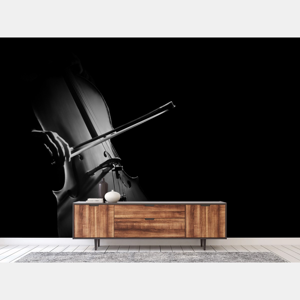 Wall mural elegant cello in monochrome • Wallissimo®