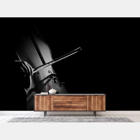 Wall mural elegant cello in monochrome • Wallissimo®