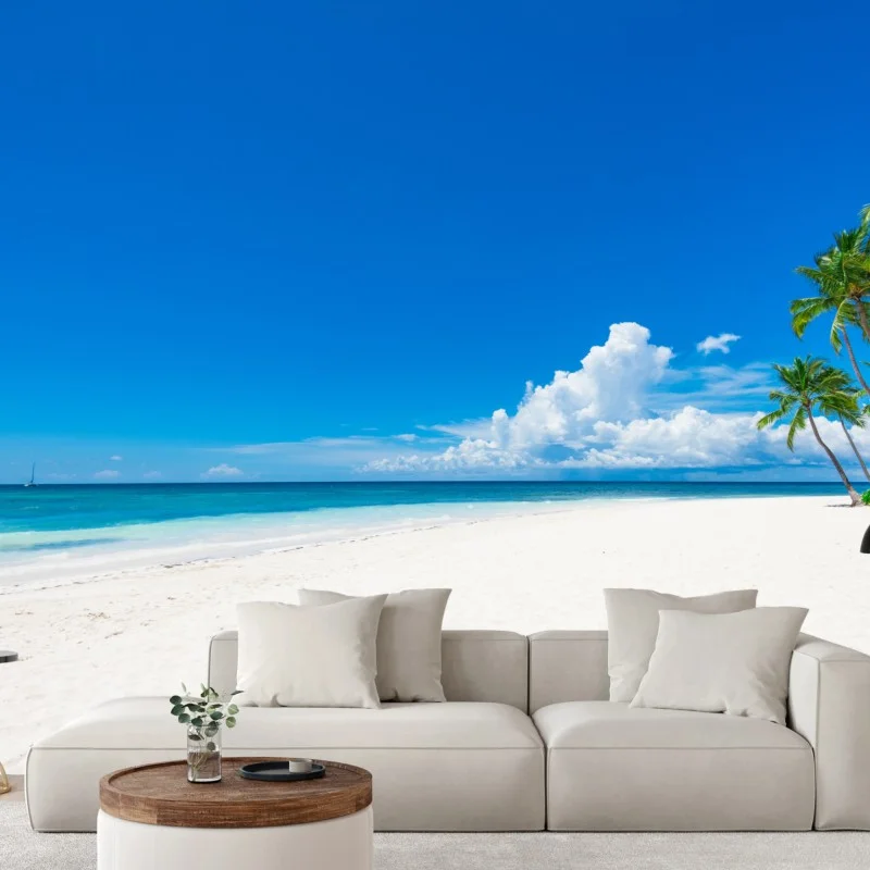 Wall mural tropical paradise beach with palm trees
