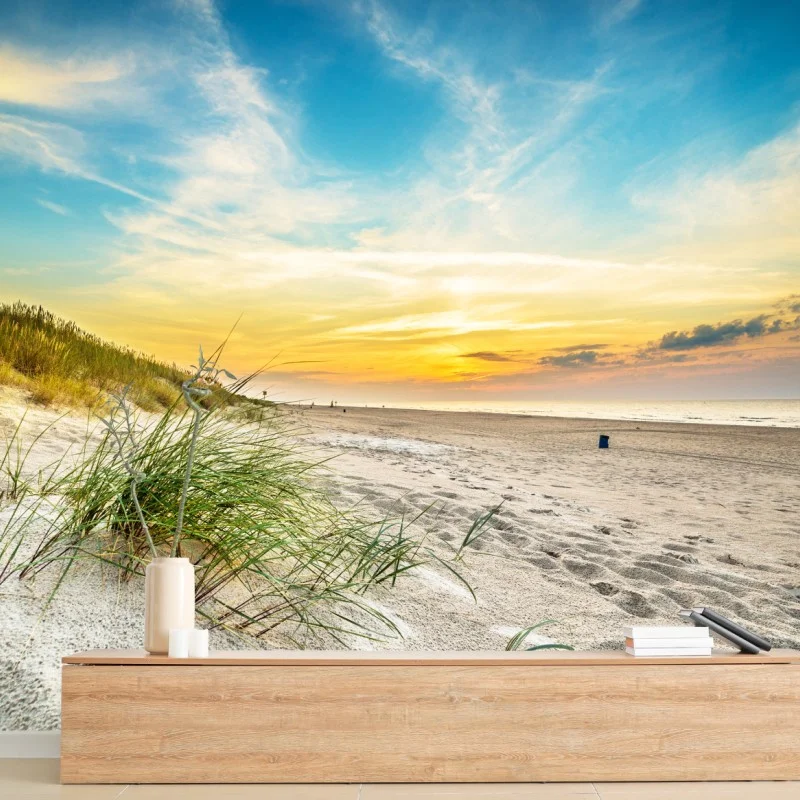 Wall mural sunset over serene sand dunes