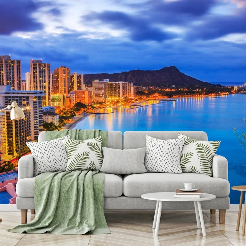Wall mural Honolulu skyline at dusk