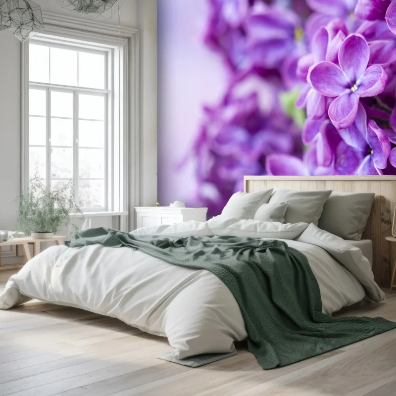 Wall mural purple lilac blossoms close-up