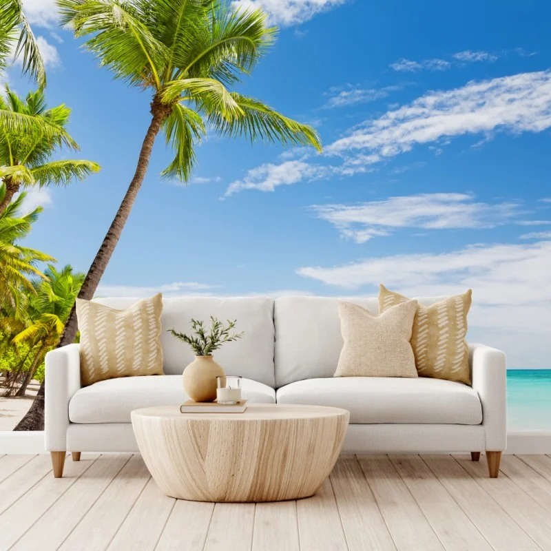 Wall mural palm-fringed beach in Punta Cana