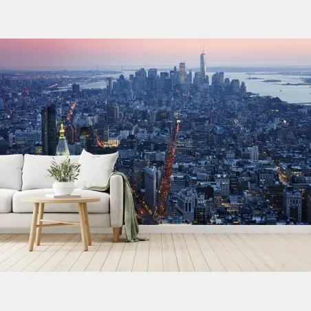Wall mural sunset over Manhattan skyline • Wallissimo®