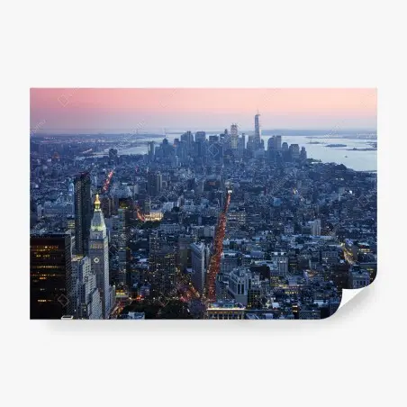 Wall mural sunset over Manhattan skyline • Wallissimo®