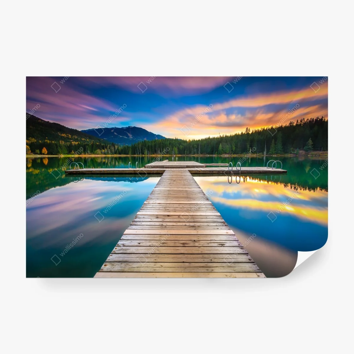 Wall mural serene mountain lake at sunset • Wallissimo® Wall mural serene mountain lake at sunset • Wallissimo®