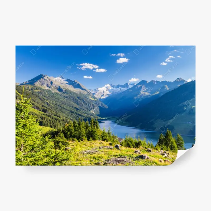 Wall mural serene alpine lake valley ⁕ Wallissimo®