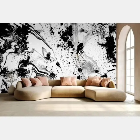 Wall mural monochrome marble ink abstract • Wallissimo®