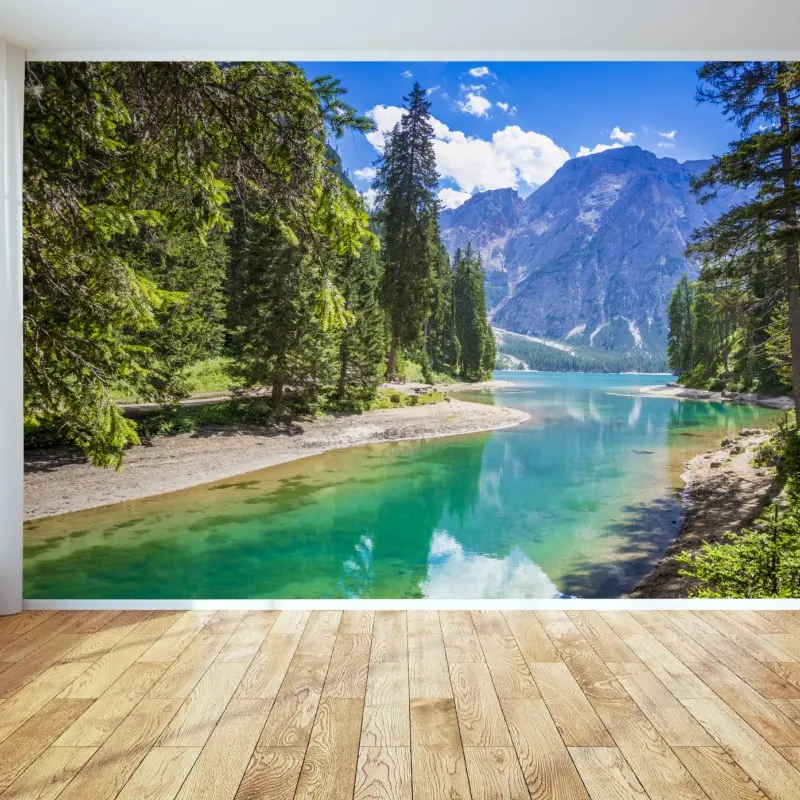 Wall mural Pragser Wildsee turquoise mountain lake