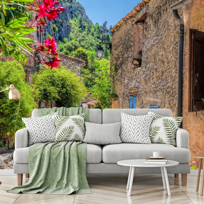 Wall mural Moustiers Sainte Marie village street in Provence