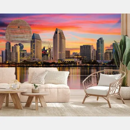 Wall mural San Diego skyline at sunset • Wallissimo®