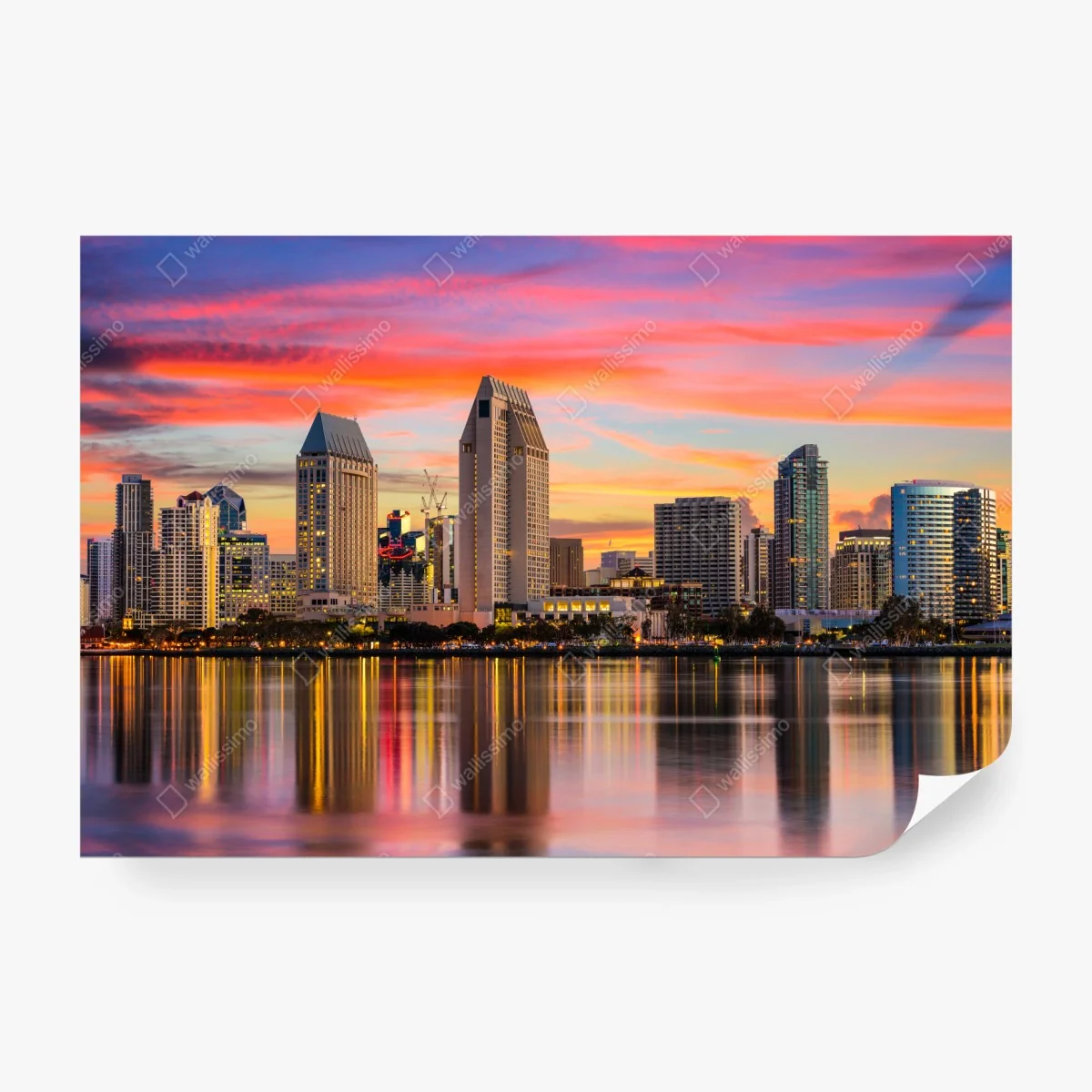 Wall mural San Diego skyline at sunset ⁕ Wallissimo®