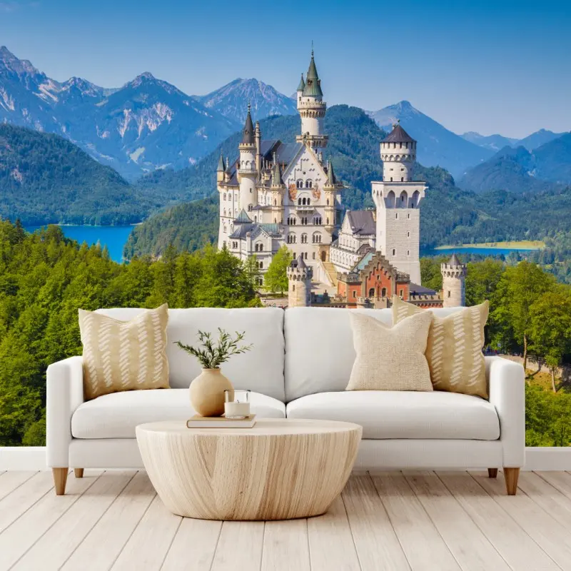 Wall mural Neuschwanstein castle in alpine landscape