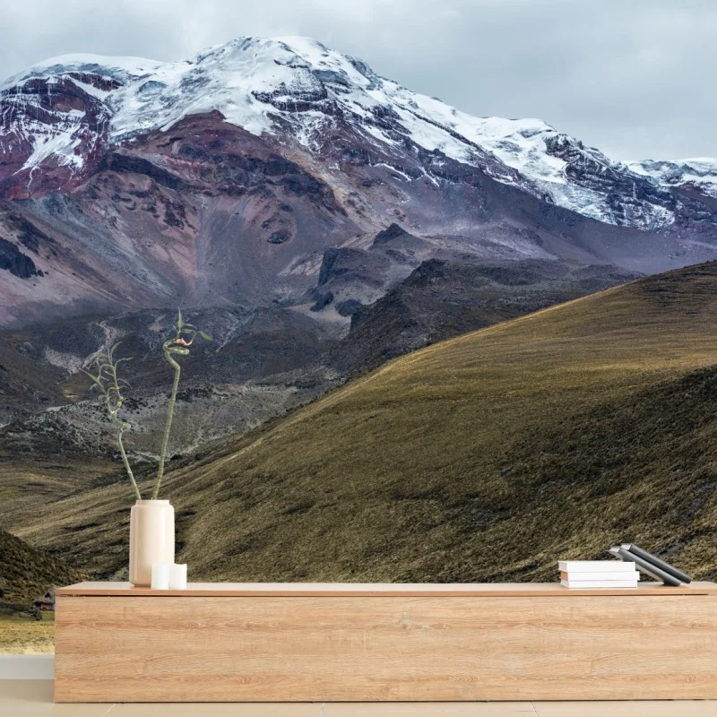Wall mural majestic snow-capped mountain valley