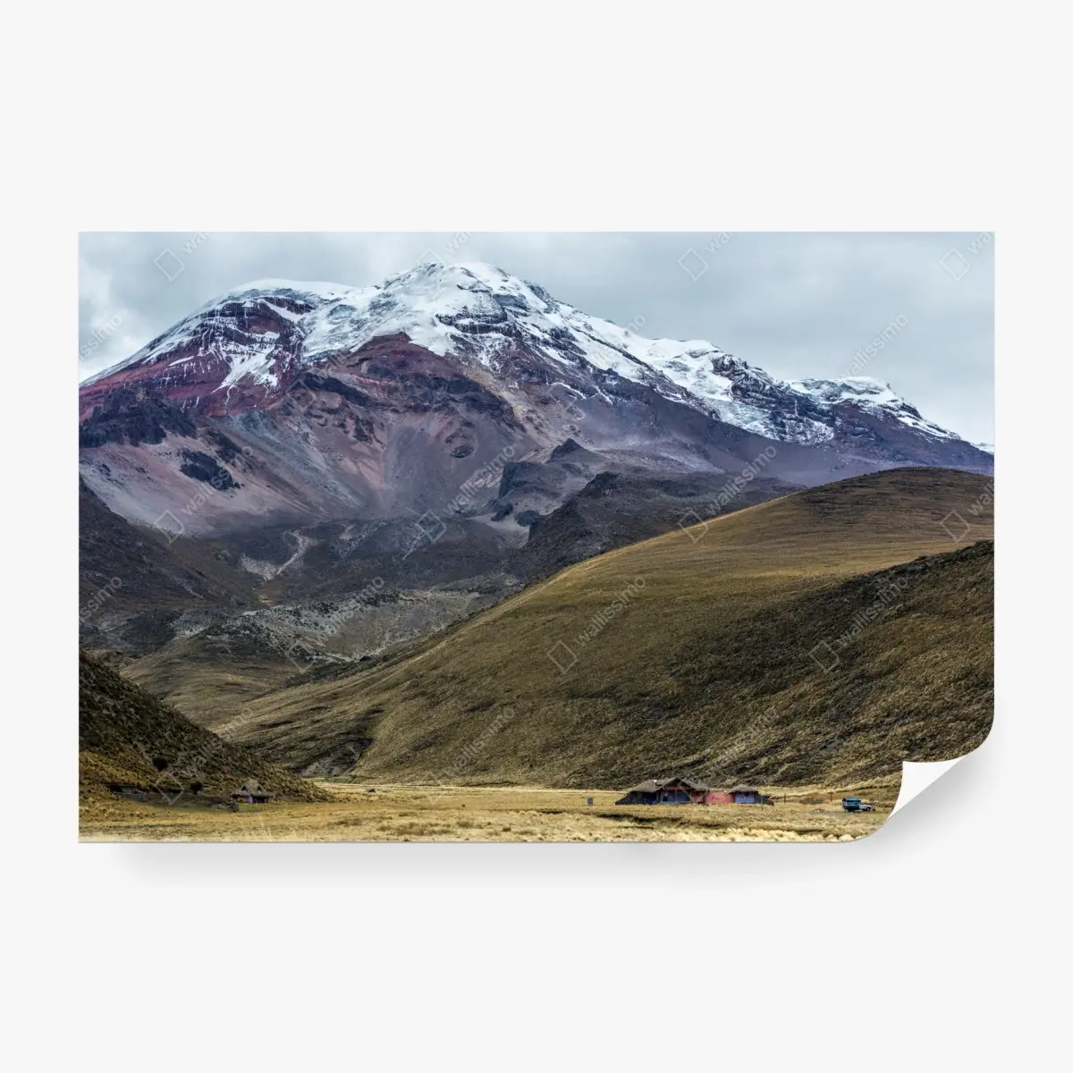 Wall mural majestic snow-capped mountain valley • Wallissimo®