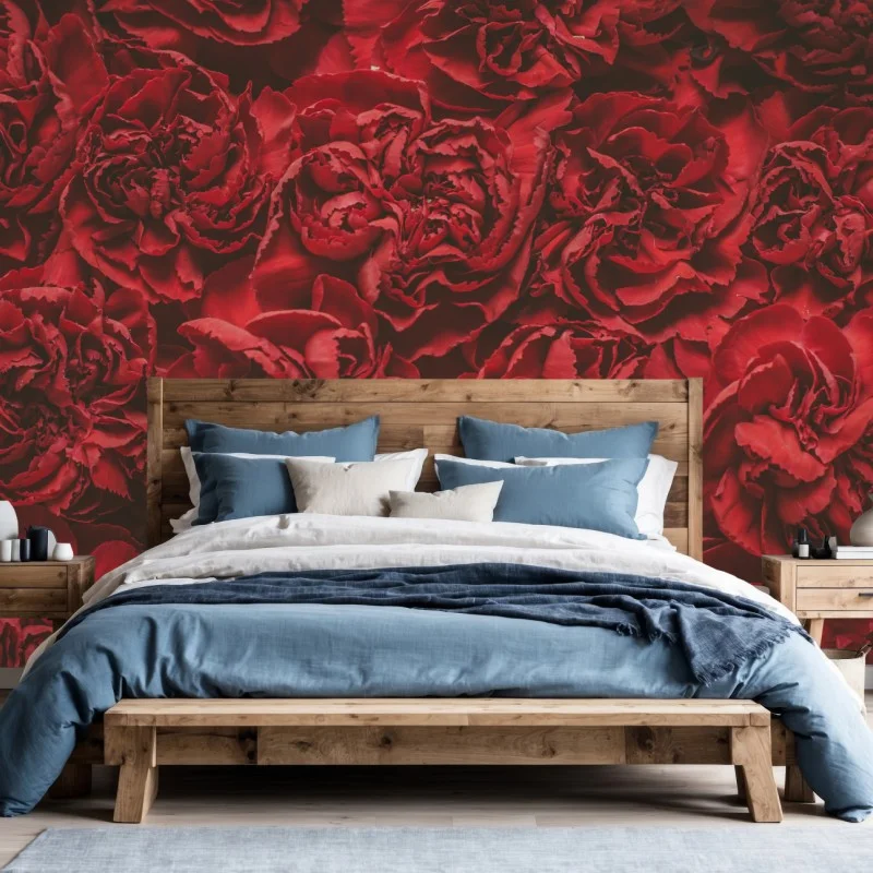 Wall mural vintage red carnation floral pattern