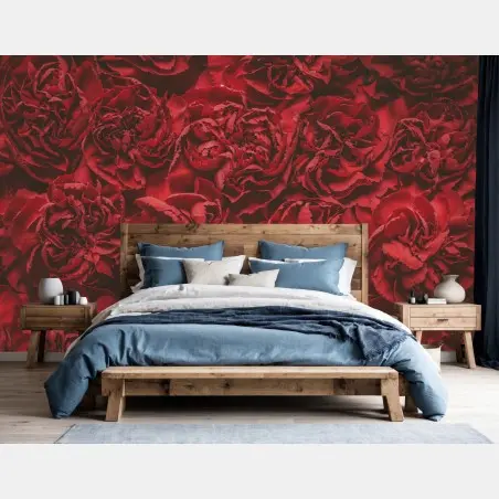 Wall mural vintage red carnation floral pattern • Wallissimo®