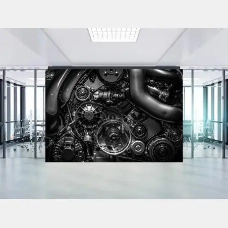 Wall mural precision engine mechanics close-up • Wallissimo®